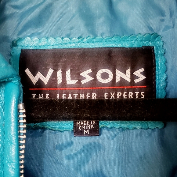 Rock the 90's Vibe! Comfy Vintage Turquoise Wilson Leather Jacket - Size Medium - Picture 2 of 6